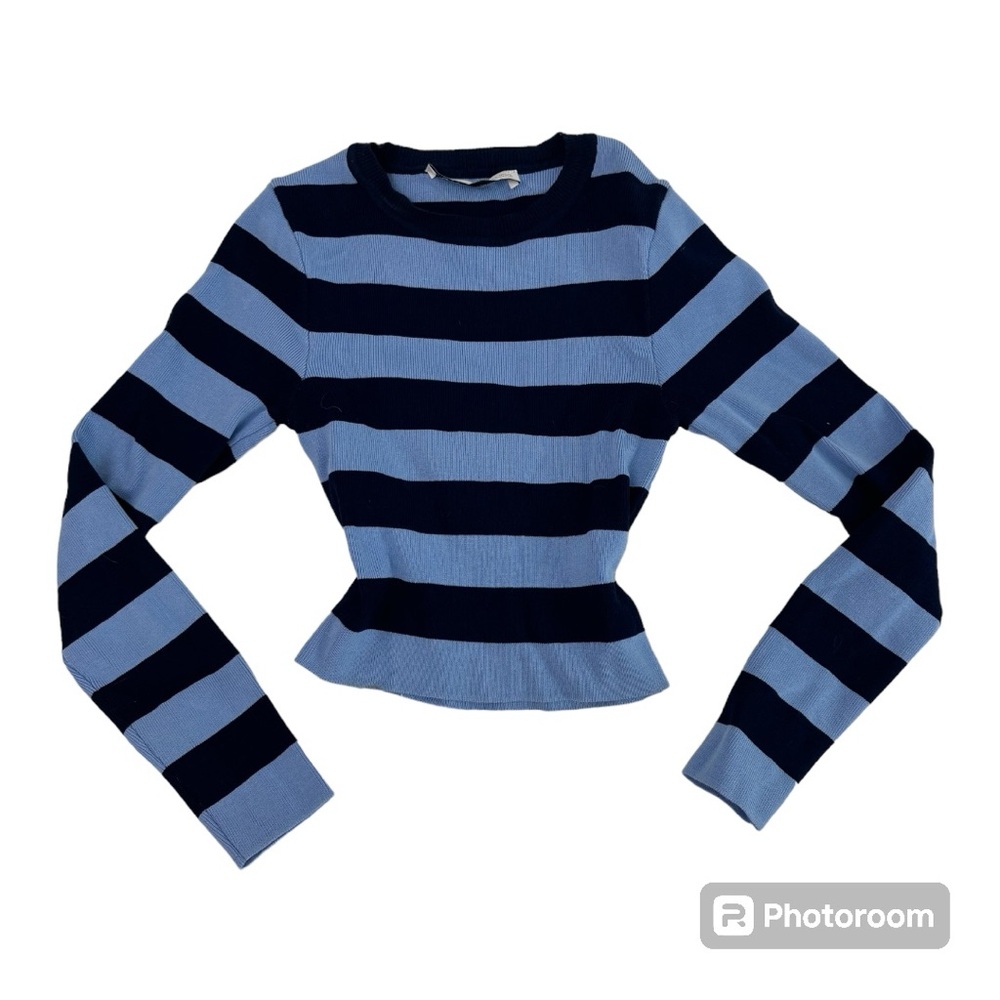 ZARA Navy & Blue Striped, Cropped Sweater
